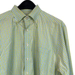 Vineyard Vines "Makers Mark" Mens L Murray Cotton Button Up Blue Yellow‎ Check